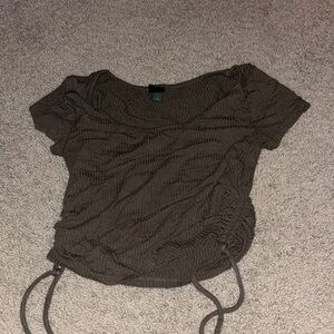 Wild Fable Brown Mesh Crop Top